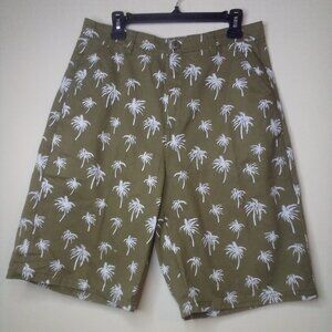 Brooklyn Express Shorts Men 34 Palm Trees Brown White